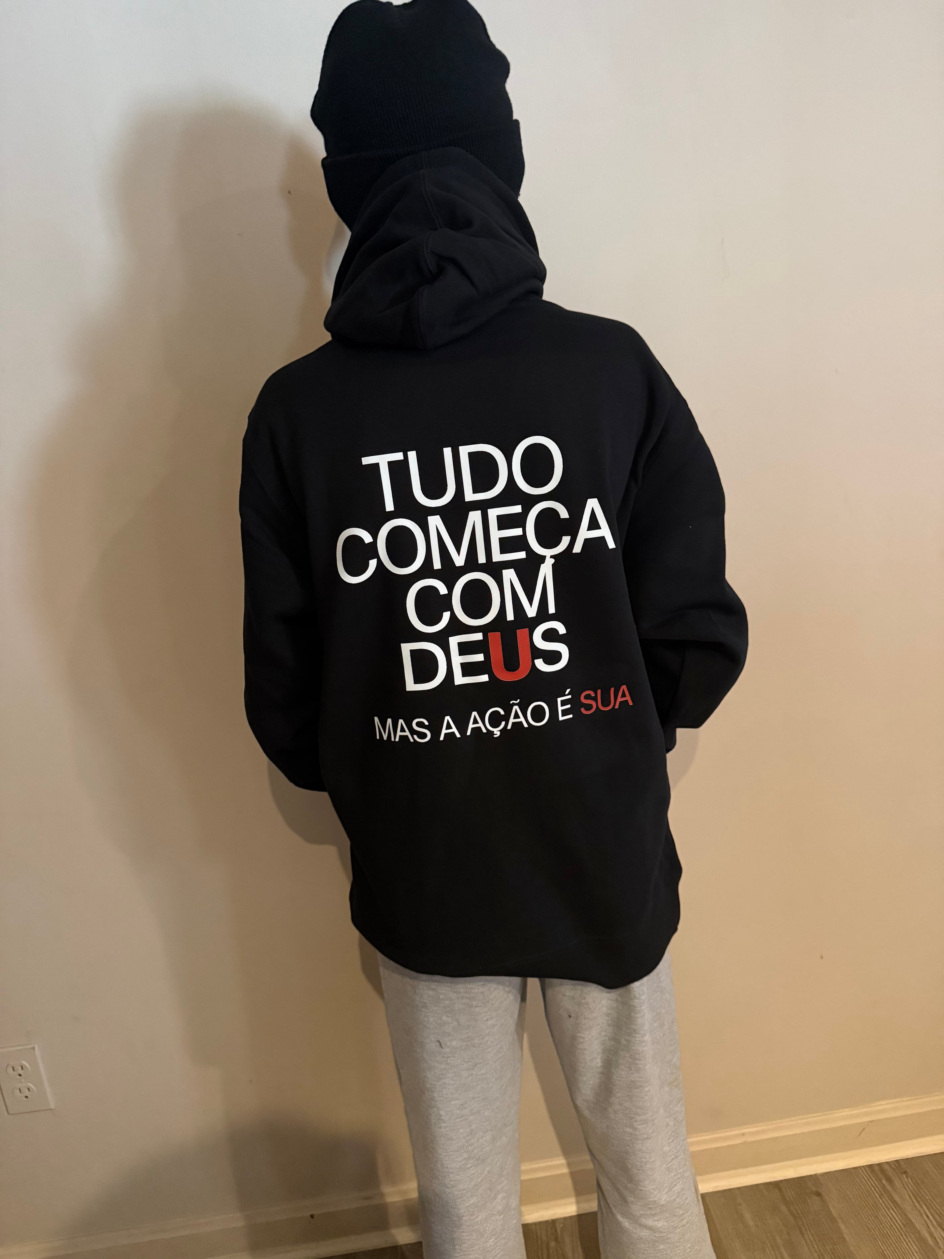 Hoodie Black / Açao , side left logo EU